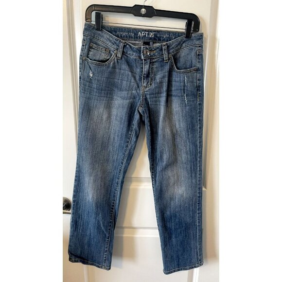 Apt 9 Womens Modern Fit Straight Leg Jeans 2 Cropped Denim Med Wash - Picture 1 of 5